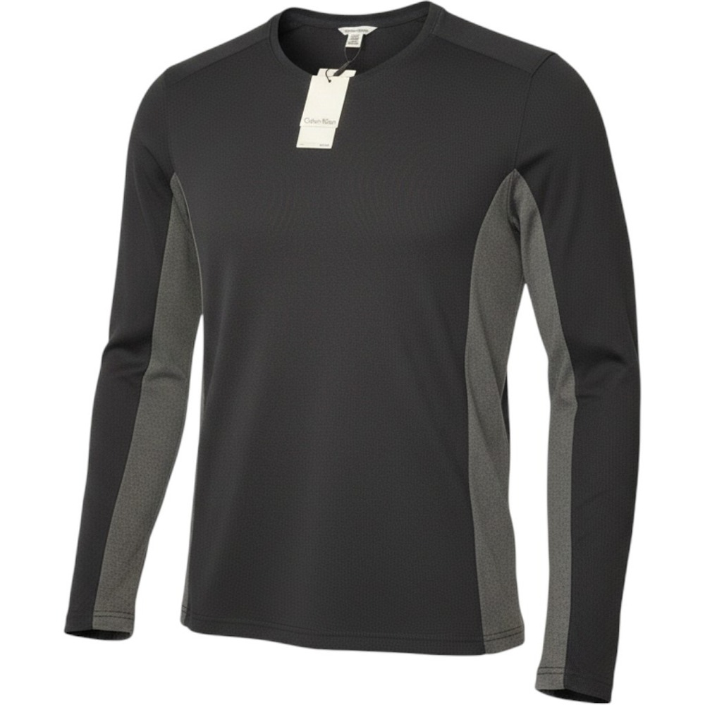 Calvin Klein Mens S Black Colorblock Waffle Knit V-Neck Pullover Sweater Top NWT